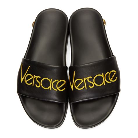 versace tribute sandals|versace logo slides.